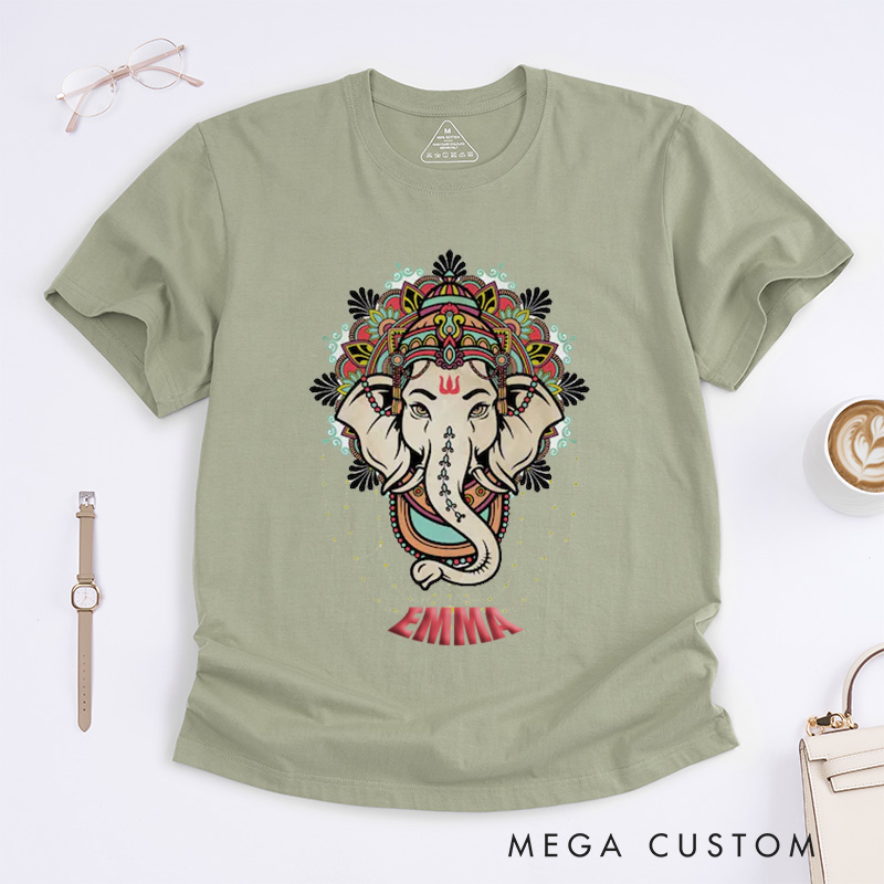 Personalized Iconic Ganesha T-Shirt Spiritual Yoga Meditation T-Shirt Religious T-Shirt Ganesh Lover T-Shirt Yoga Gift