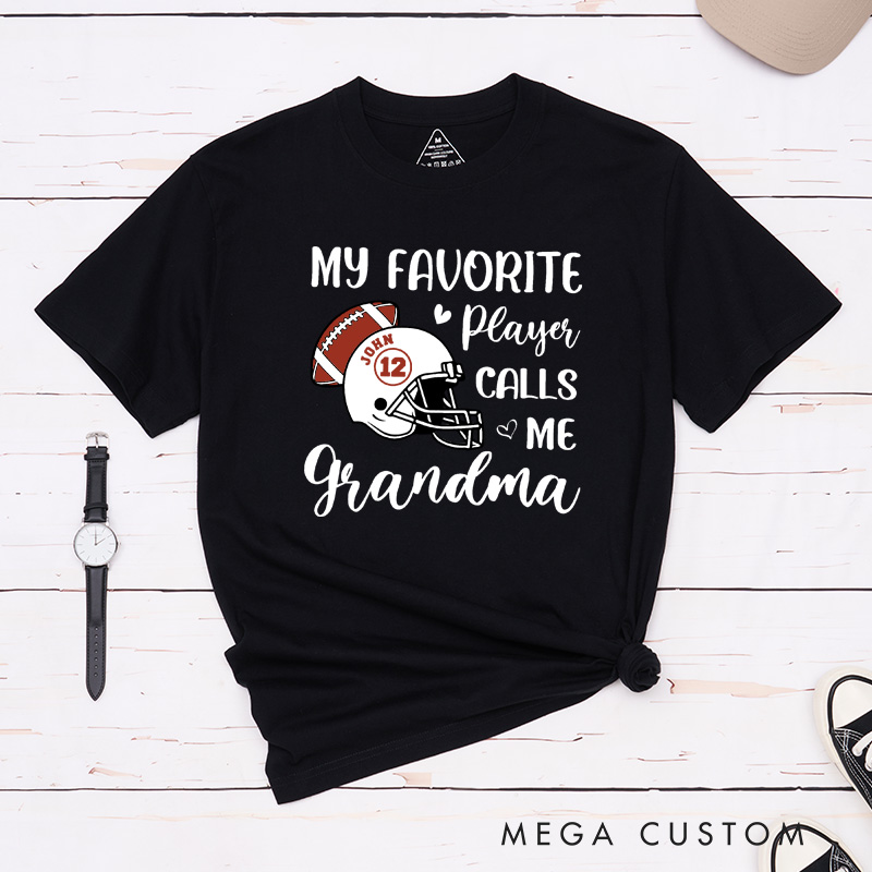 Personalized American Football and Rugby Grandma T-Shirts with Custom Name and Number