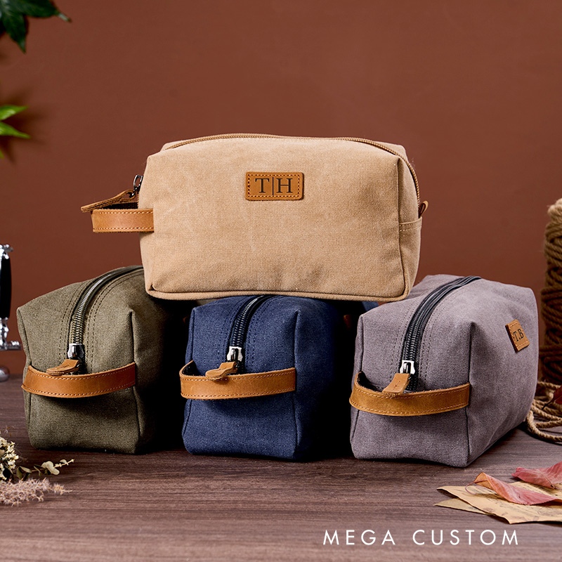 Personalized Large Capacity Men's Travel Portable Canvas Toiletry Bag Gift for Him
