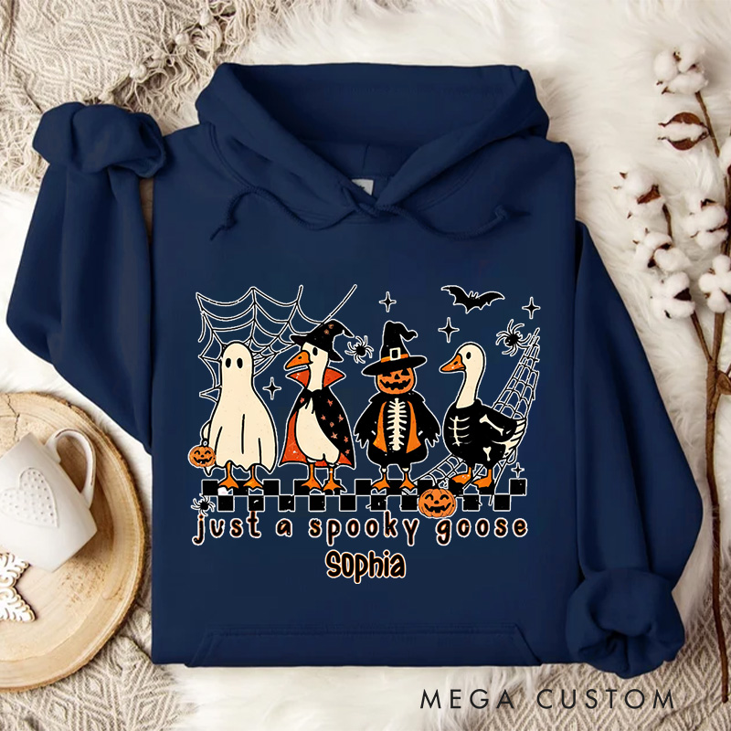 Personalized Spooky Goose with Halloween Friends Fun and Whimsical Ghostly Hoodies