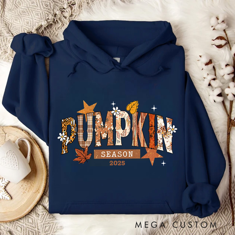 Personalized Pumpkin Season with Leaves and Rustic Autumn Halloween Charm Hoodies