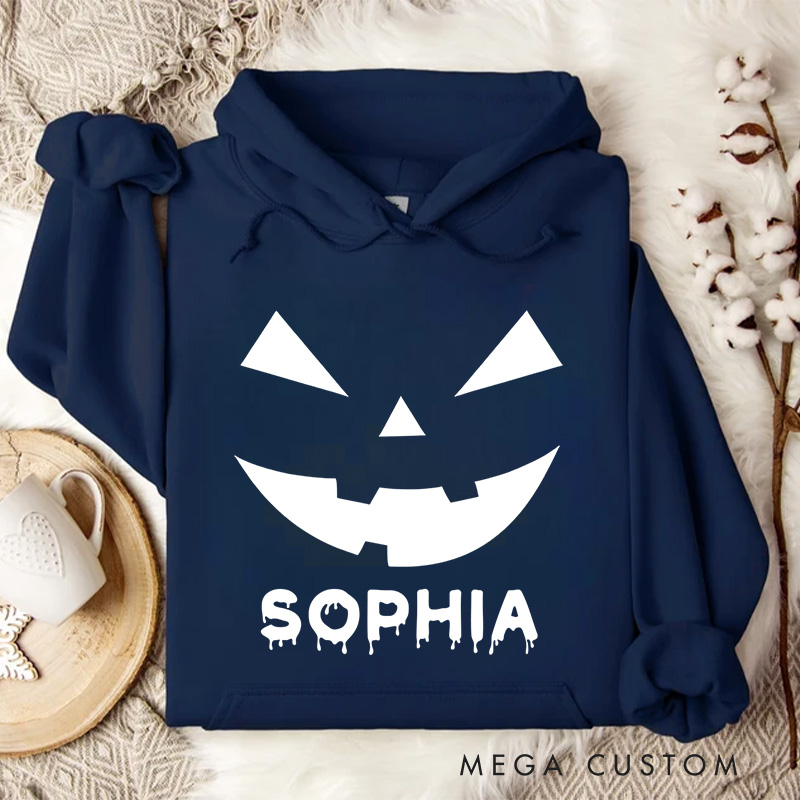 Personalized Iconic Jack Lantern Expression for Fun Festive Hoodies
