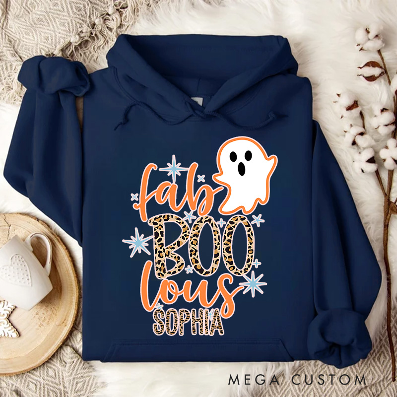 Personalized Fab BOO lous Ghost with Glittering Accents for Stylish and Chic Seasonal Hoodies