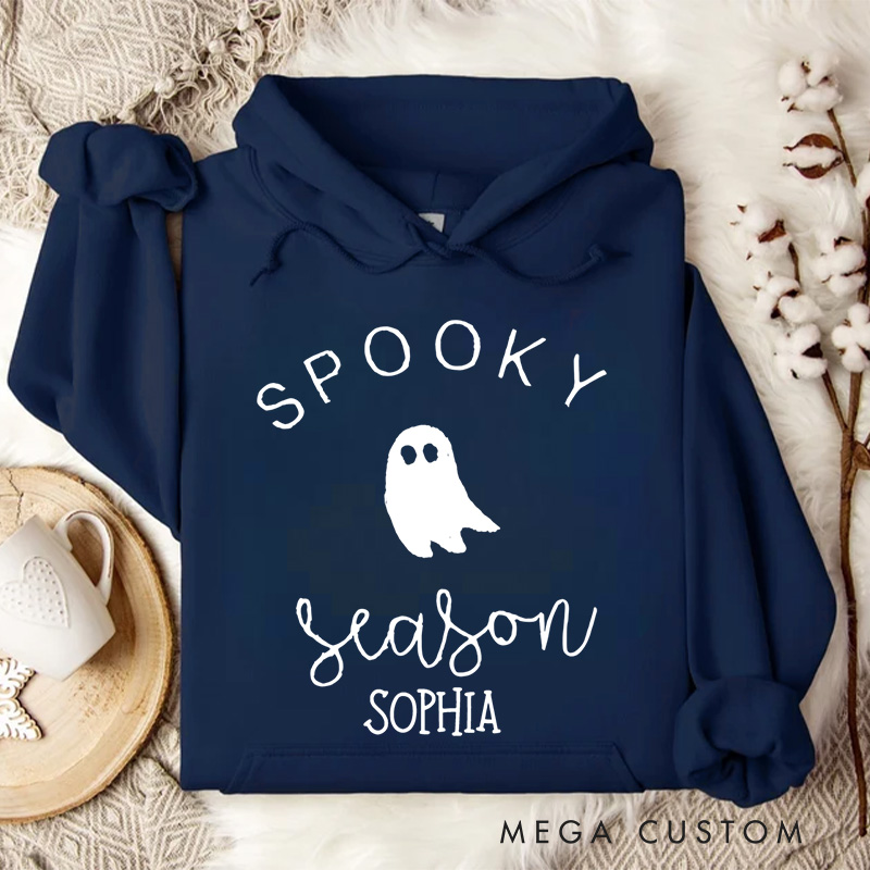 Personalized Minimalist Spooky Season Ghost Design for Trendy and Casual Everyday Hoodies