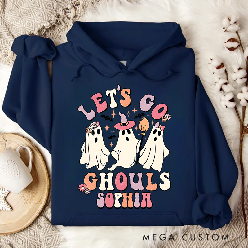 Personalized Let's Go Ghouls with Adorable and Playful Ghosts for Cheerful and Vibrant Hoodies