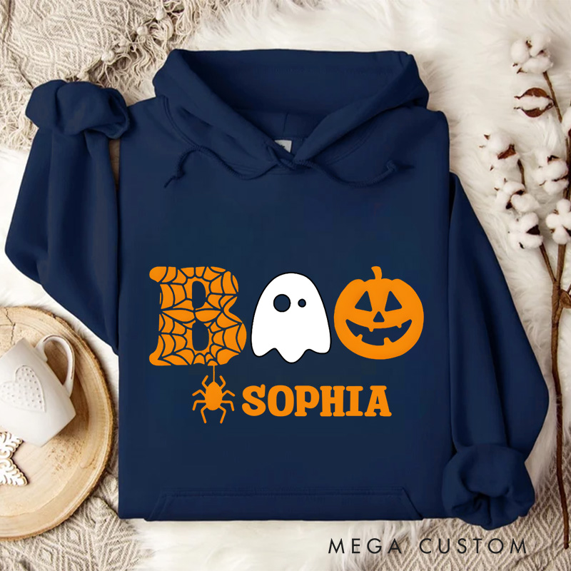 Personalized Boo and Pumpkin Icon Duo for Classic and Timeless Halloween Hoodies