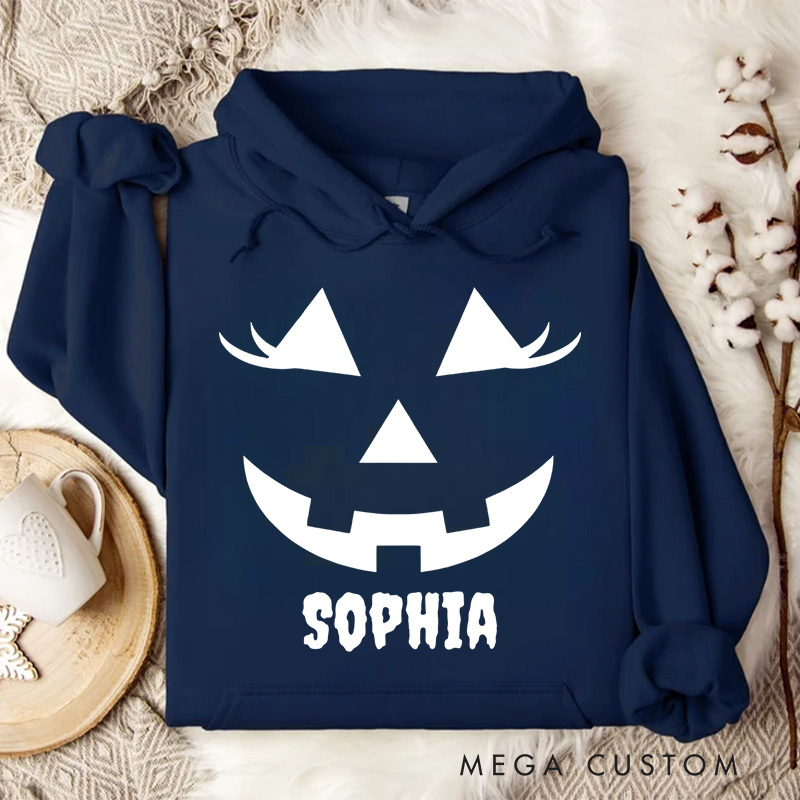 Personalized Classic Jack O Lantern Face Silhouette for Timeless Festive Hoodies