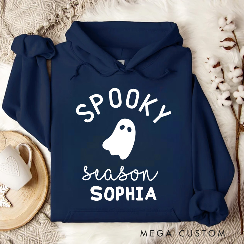 Personalized Minimalist Spooky Season Ghost Design for Casual Everyday Hoodies
