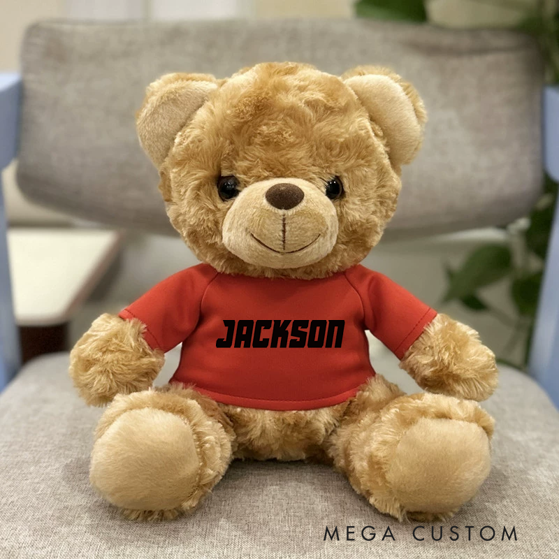 Personalized Name Brown Bear Plush Toy Custom Christmas Gift