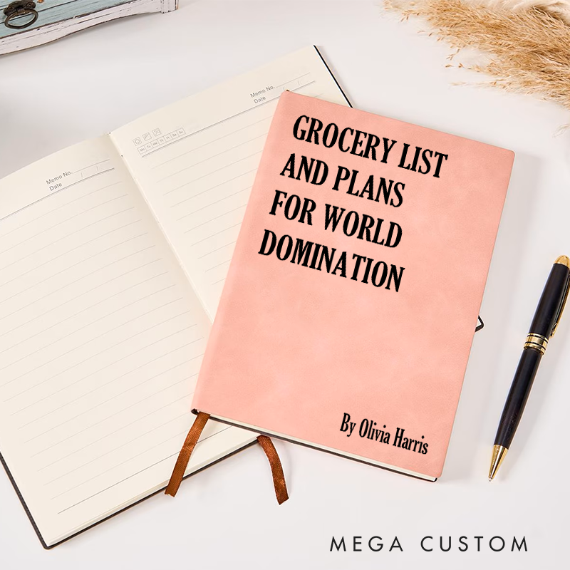 Personalized Funny Sarcastic Notebook Grocery List and Plans for World Domination Office Coworker Gift