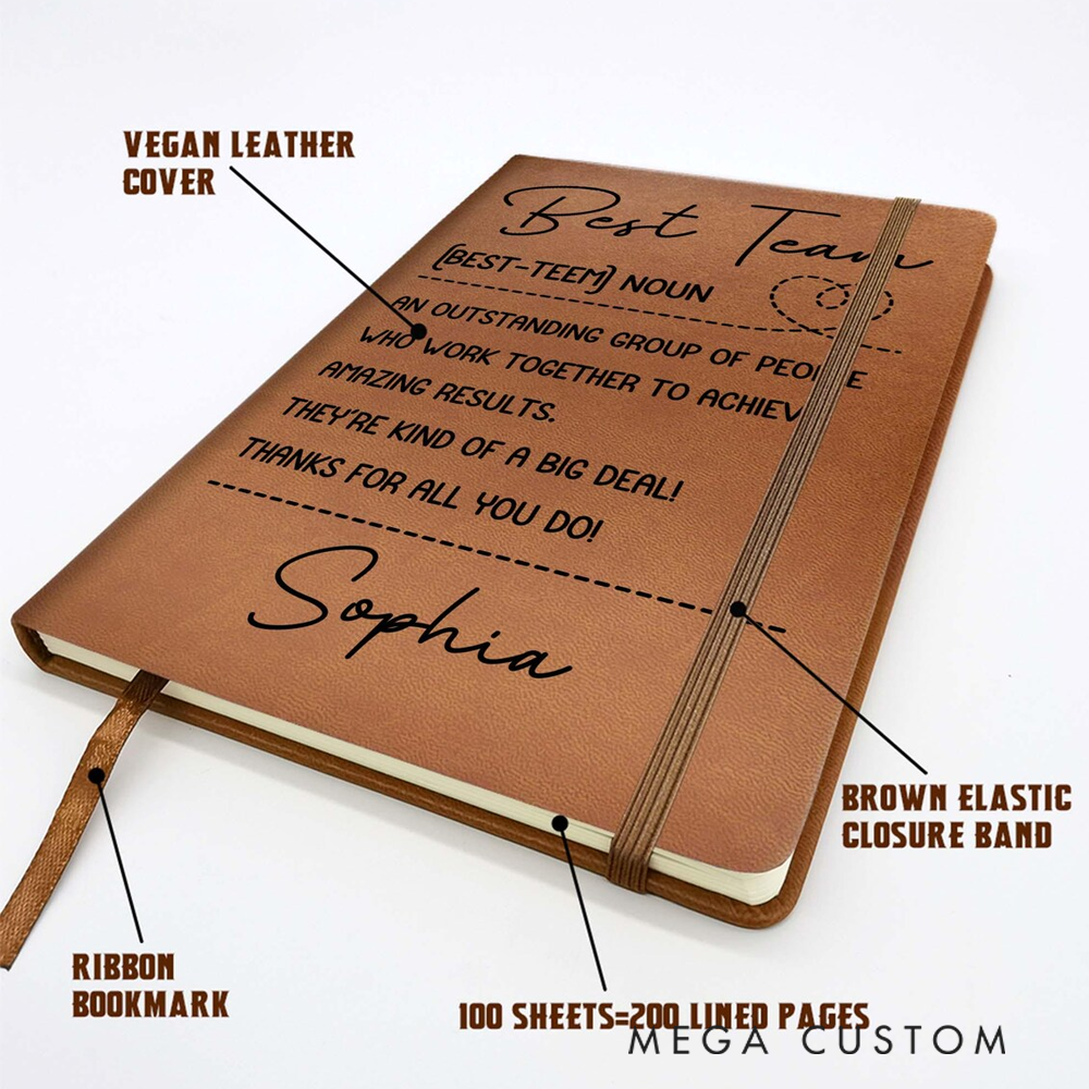 Personalized Leatherette Notebooks Best Team Definition Design Custom Name Design Gift