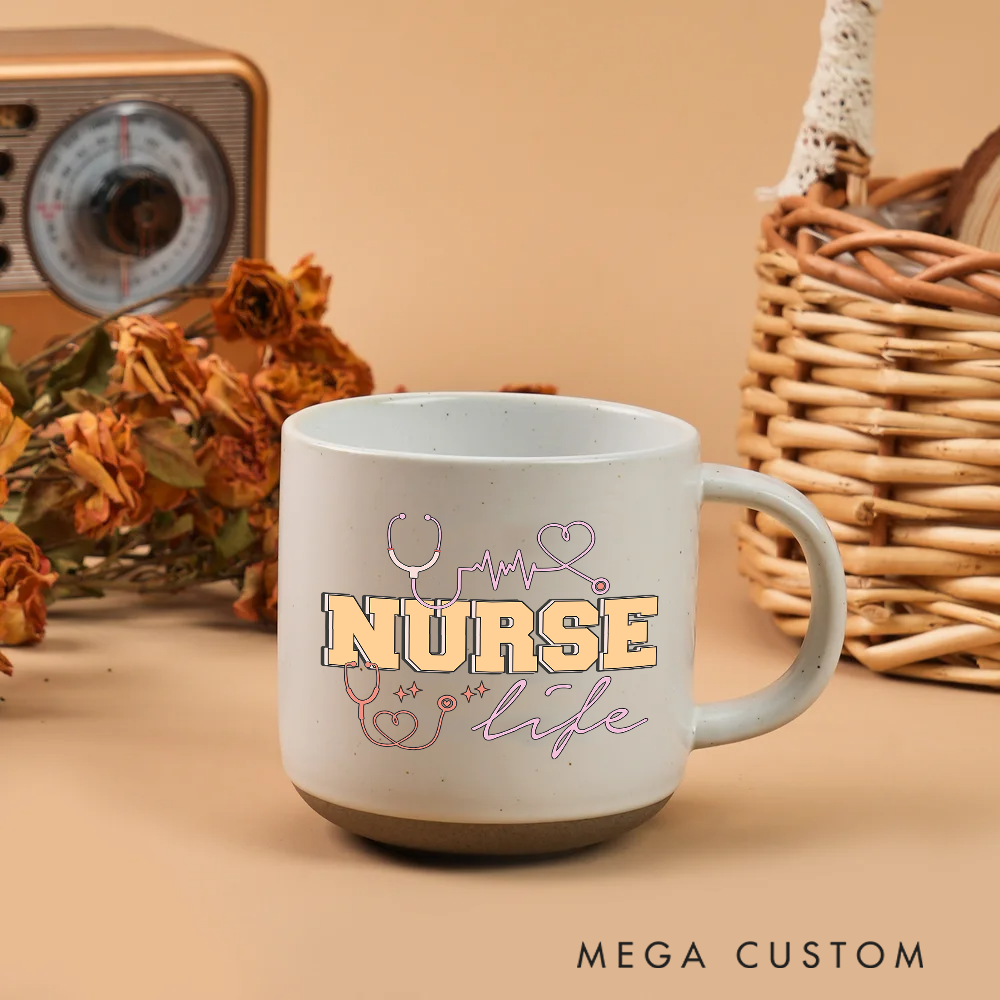 Personalized Nurse Two-Tone Ceramic Mug Gift Custom Name and Nurse Life Design Mugs Gift