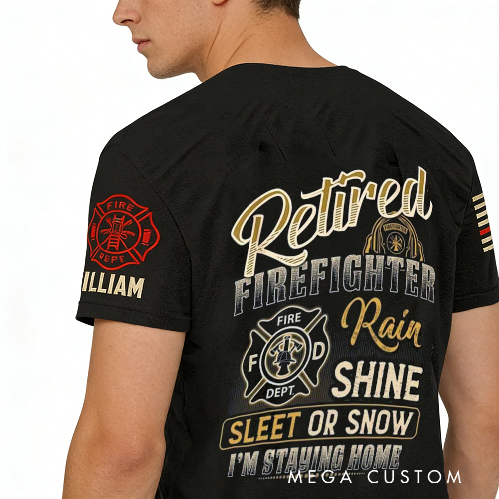 Personalized Retired Firefighter T-Shirt with Humorous Quote and Custom Name Perfect Retirement Gift