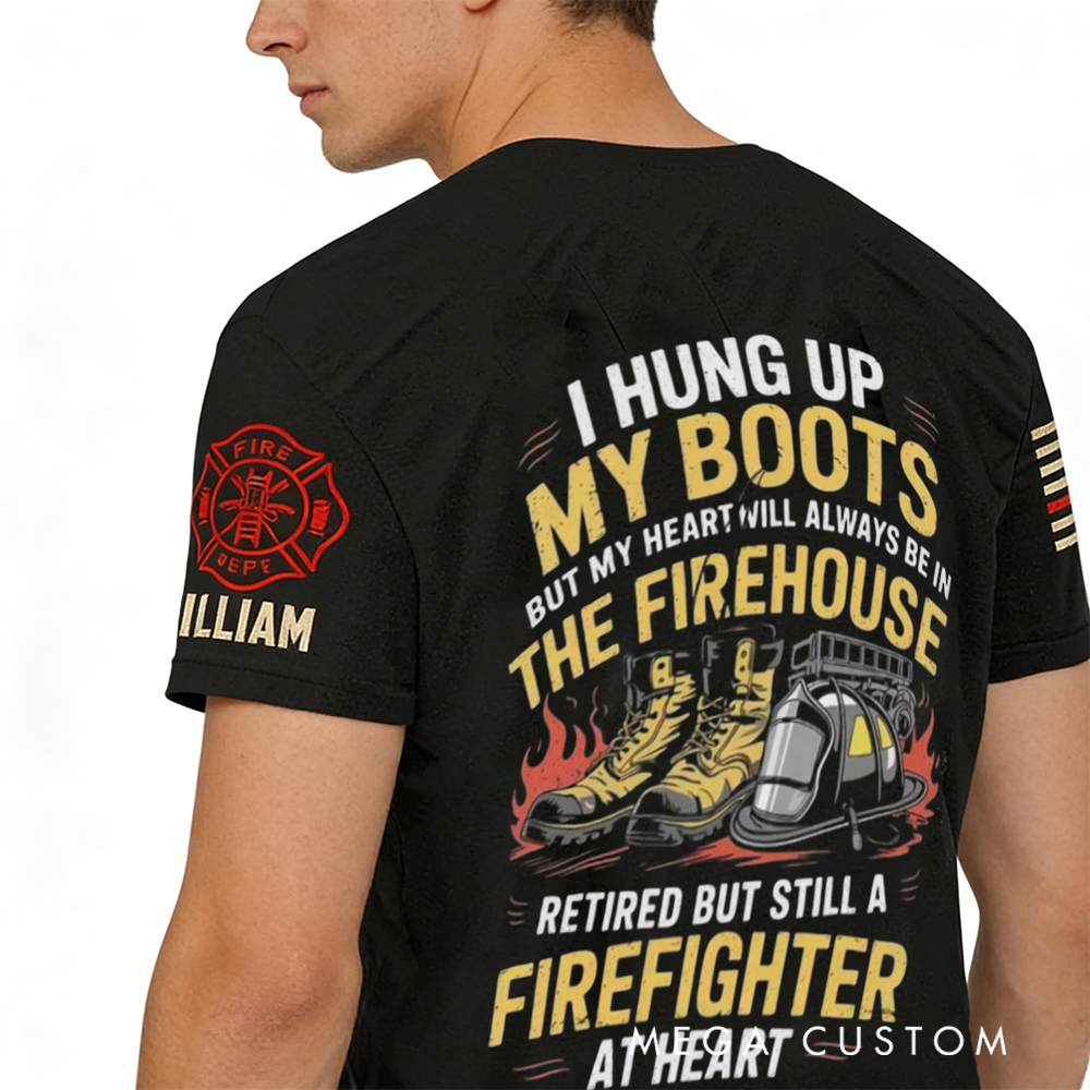 Personalized Retired Firefighter T-Shirt with Heartfelt Quote and Custom Name A Tribute to Lifelong Service