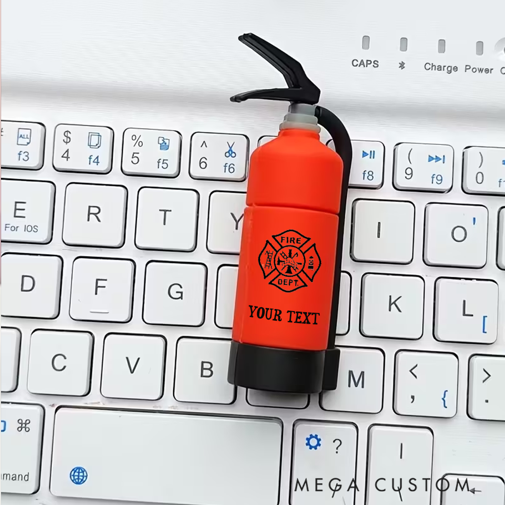 Personalized Fire Extinguisher Silicone Multiple Storage USB Flash Drive  Customizable Firefighter Themed Gift 