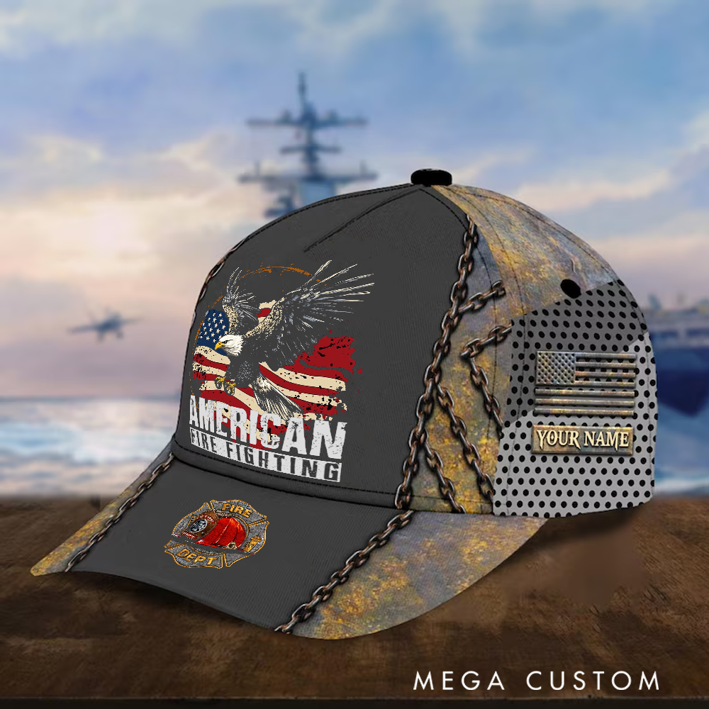 Personalized Firefighter Full Print Cap American Firefighting Design Firefighter Gifts