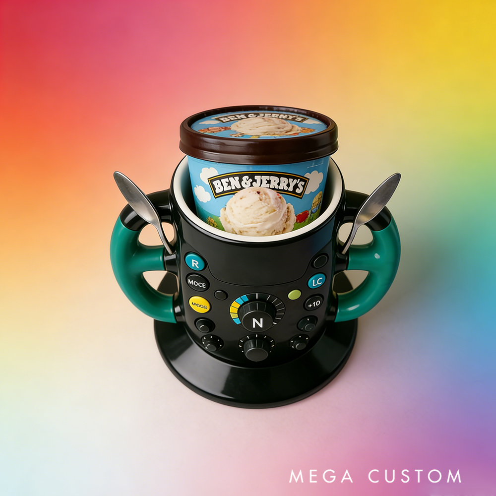 Personalized Racing Steering Wheel Ice Cream Pint Cup Holder Custom Gift for Motorsports Fans Car Lovers