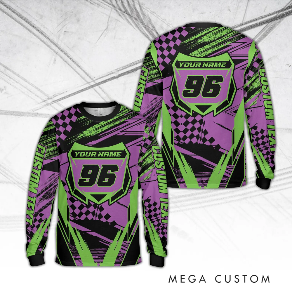 Personalized Motocross Racing Jersey Custom Mesh Knit Off-Road Shirt with Bold Graphics