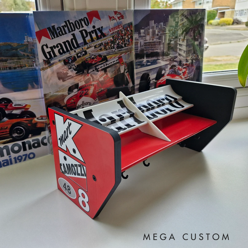 Personalized Racing Spoiler Wall Shelf and Key Holder Custom Rear Wing Organizer for Car Enthusiasts