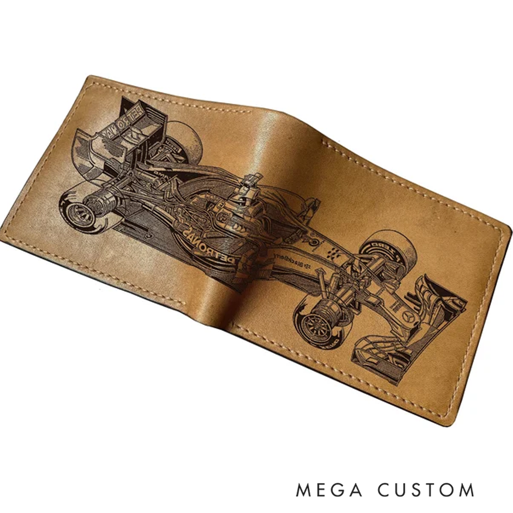 Printed Racing Car Design Leather Wallet - Perfect Gift for Motorsport Enthusiasts