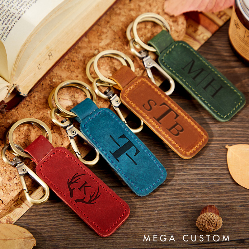 Personalized Leather Keychain Anniversary Gift Gift for Birthday Men's Gift 