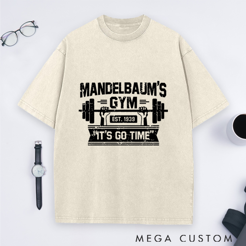 Personalized Retro Fitness Washed T-Shirts with Classic Barbell Design for Fitness Enthusiasts Bodybuilders and Gym Lovers