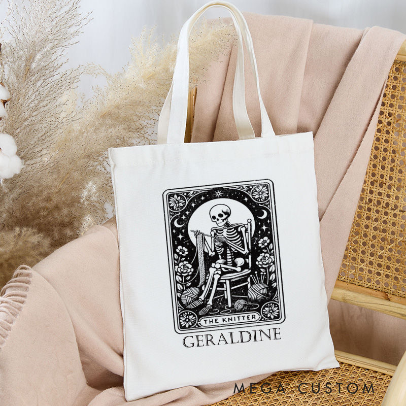 Personalized The Knitting Tote Bag The Knitter Tarot Card Canvas Bag Yarn Lover Bag for Knitting Lover Gift