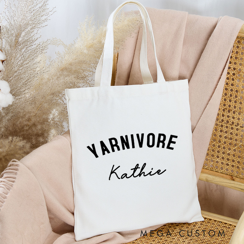 Personalized Yarnivore Tote Bag Crocheting Bag with Name Canvas Bag Yarning Bag for Knitting Lover Gift Crocheting Lover Gift