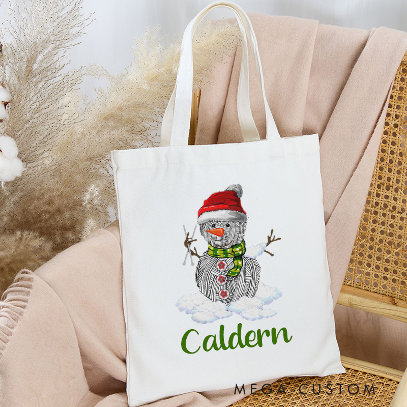 Personalized Merry Knittingmas Tote Bag Christmas Canvas Bag Crocheting Bag Yarning Bag Knitting Lover Gift Crocheting Lover Gift Christmas Gift