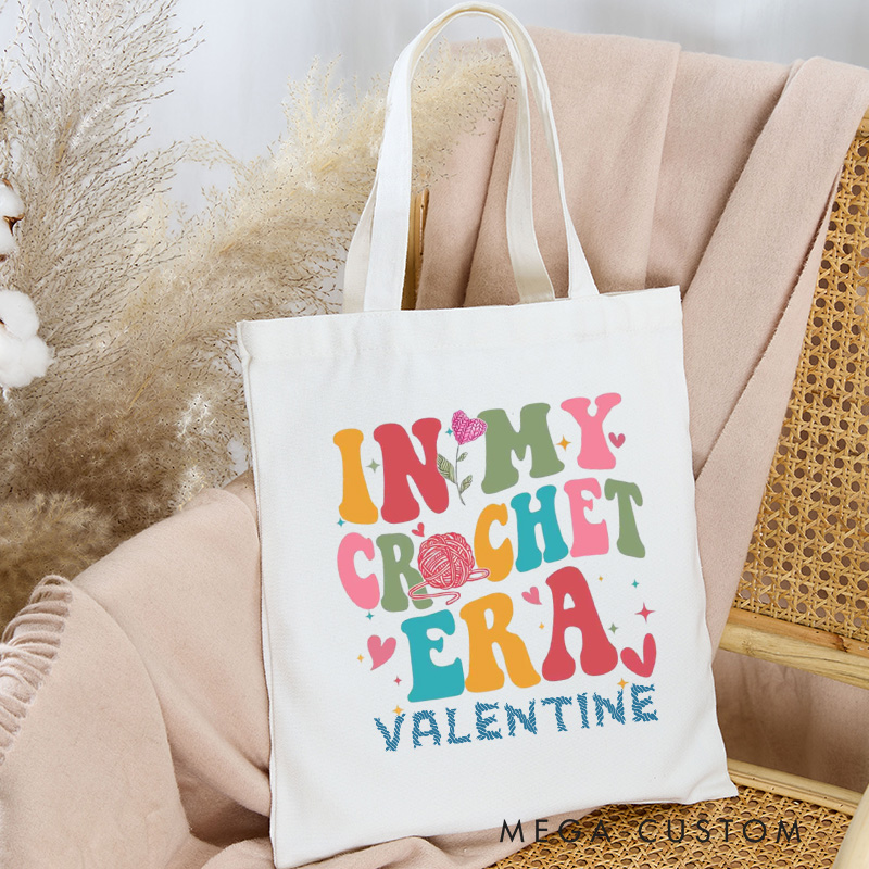 Personalized In My Crochet Era Tote Bag Custom Canvas Bag Yarning Bag Crocheter Bag Yarn Lover Gift Knitting Lovers Gift Crocheting Lovers Gift