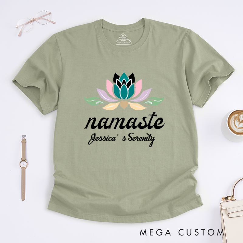 Personalized Lotus Flower Yoga T-Shirt Spiritual Gift for Yoga Lovers Gift for Her Gift for Girlfriend Boho T-shirt Gift Idea