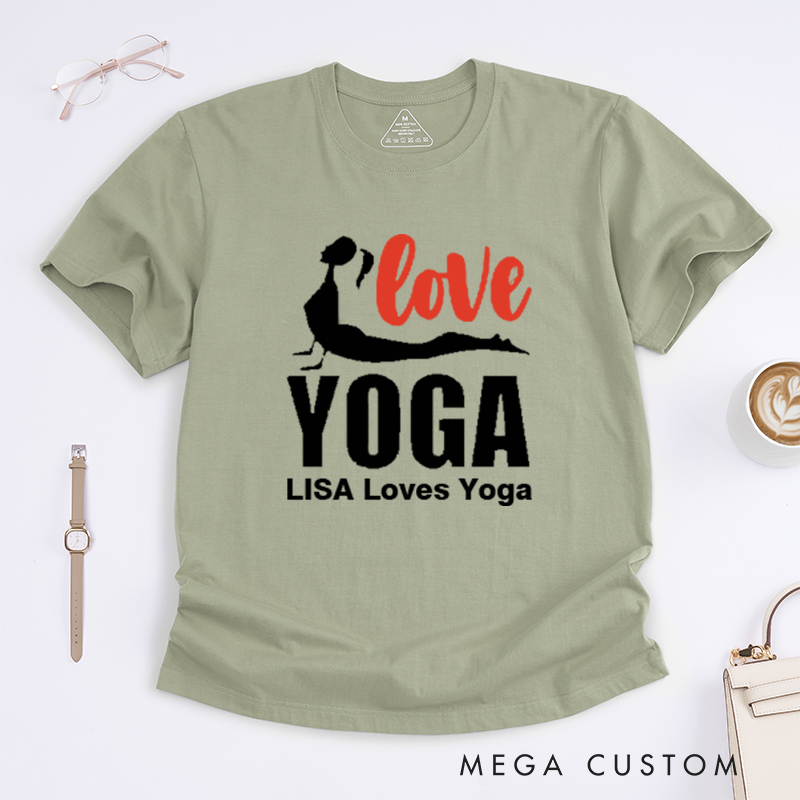 Personalized Love Yoga T-Shirt Yoga Poses T-Shirt Yoga Group T-Shirt Yoga Lover T-Shirt for Gift