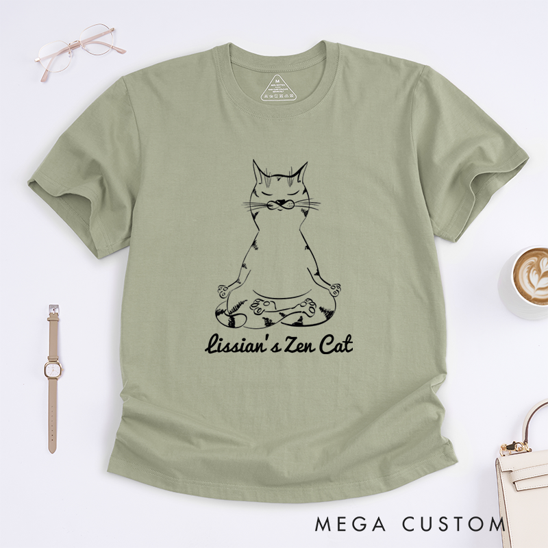 Personalized Cat Yoga Poses T-Shirt Cat Lover Gift for Her Yoga Gift for Women Yogi Gift Meditation Cat Tee
