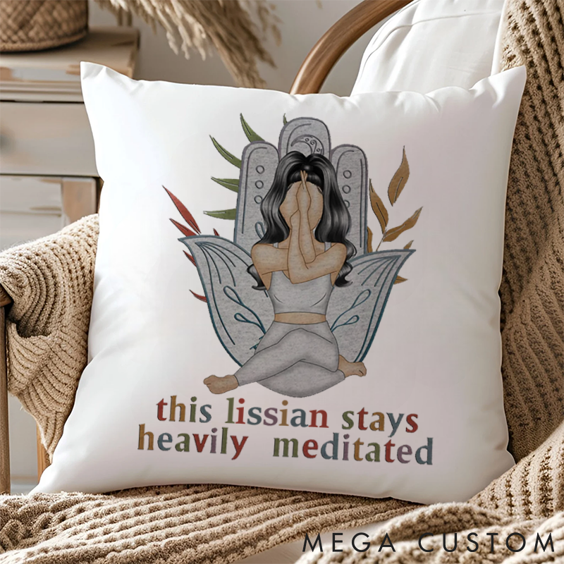 Personalized Meditation Pillows Combining the Hamsa Palm Symbol with Natural Plant Elements Pillows Gift Idea for Yoga Lover