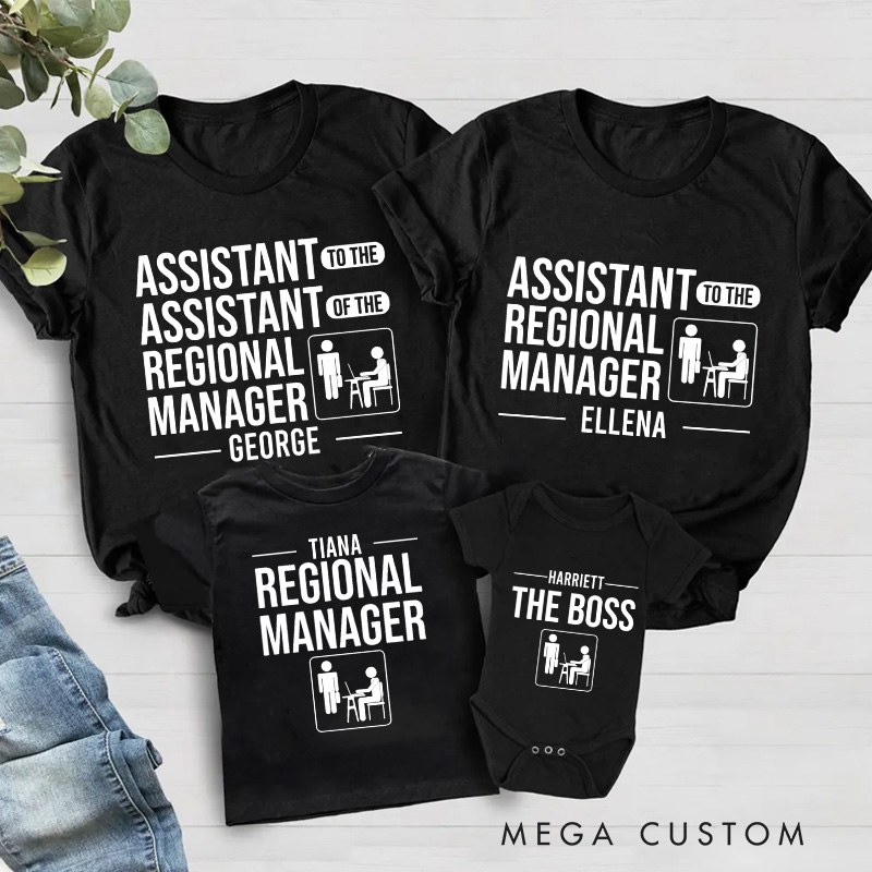 Personalized Regional Manager Funny Family Matching T-Shirts Daily Grind TV Series Family Tshirt Movie TV Show Fan Shirt First Fathers Day Gift
