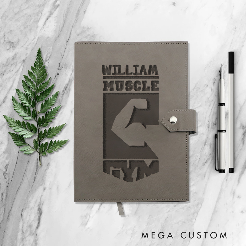 Personalized Spit PreWorkout Notebook Journals Dumbbel Design with Fiery Details for Gym Lovers