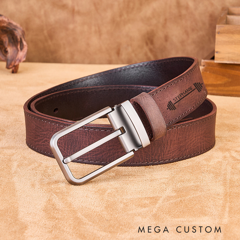 Personalized Barbell Motif Workouts and Fitness Enthusiasts Belt for Gym Lovers