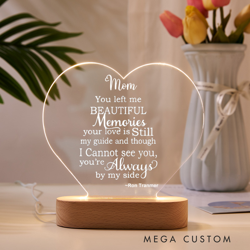 Personalized Table Plaque Lamp Mom Beautiful Memories Sympathy Gift Memorial Keepsake Sympathy Mom Bereavement Gift Loss of Mother Desk Sign