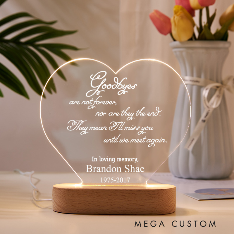 Personalized Table Plaque Lamp Bereavement Gift in Loving Memory Sign Sympathy Gift Loss of Loved One Plaque with Wooden Stand Bereavement