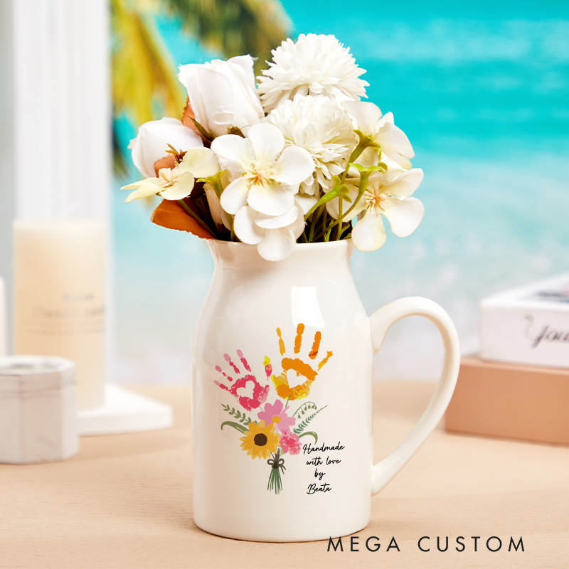 Personalised Floral Ceramic Vase Birthday Gift Grandma's Garden Flower Vase Mama Gifts