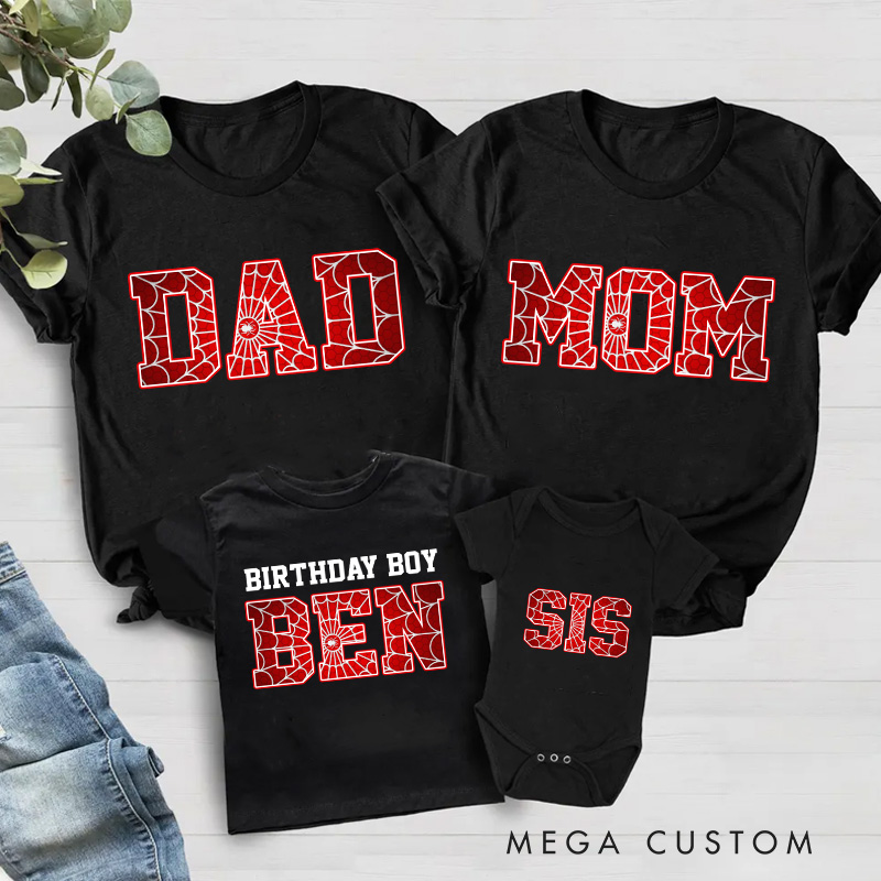 Personalized Spider Birthday Family T-Shirts Superhero Family Matching Tshirts Birthday Party Shirts for Anime Lovers Birthday Gifts