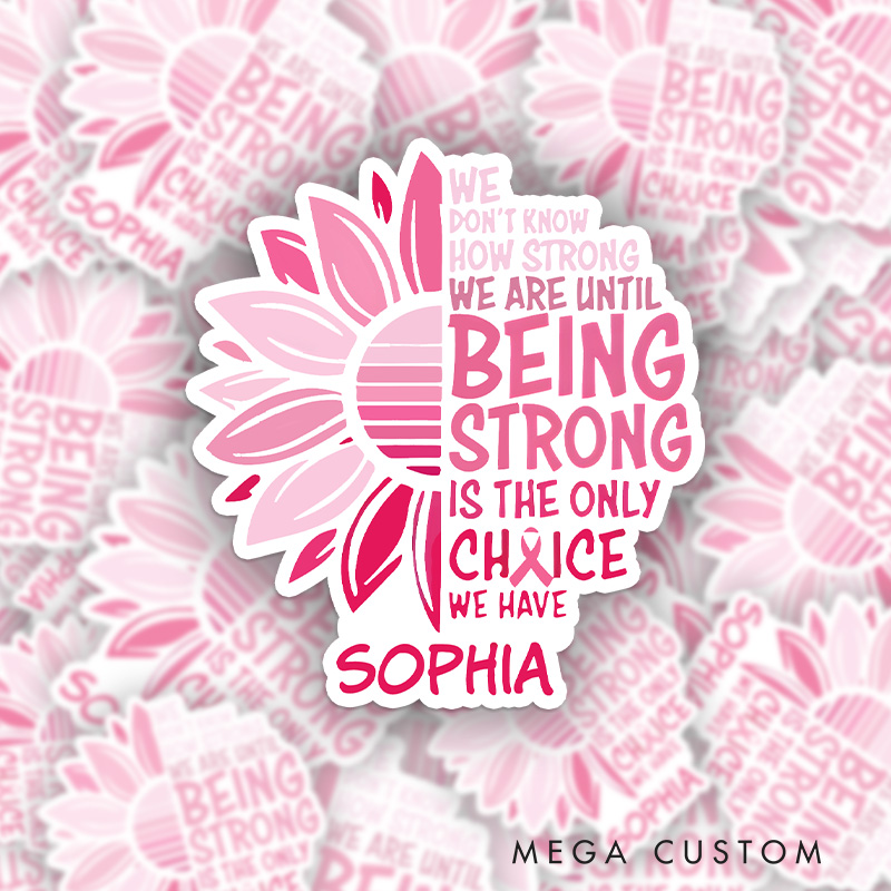 Personalized Sunflower Sticker with Inspirational Quote for Breast Cancer Strength and Positivity Stickers