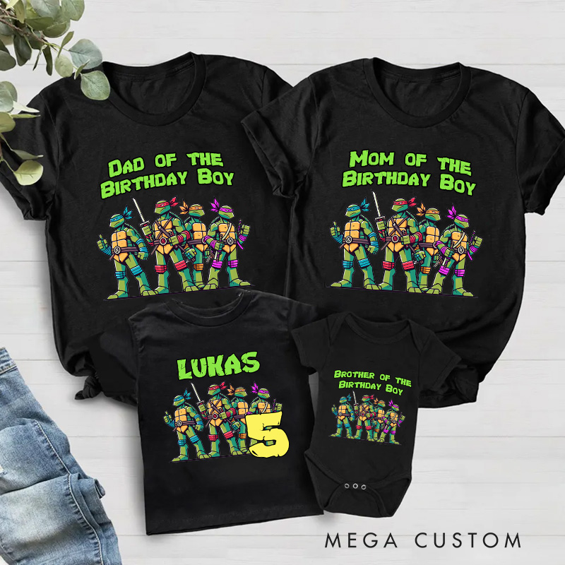 Personalized Turtles Birthday Family T-Shirts Turtles Family Matching Tshirts Birthday Party Shirts for Anime Lovers Birthday Gifts