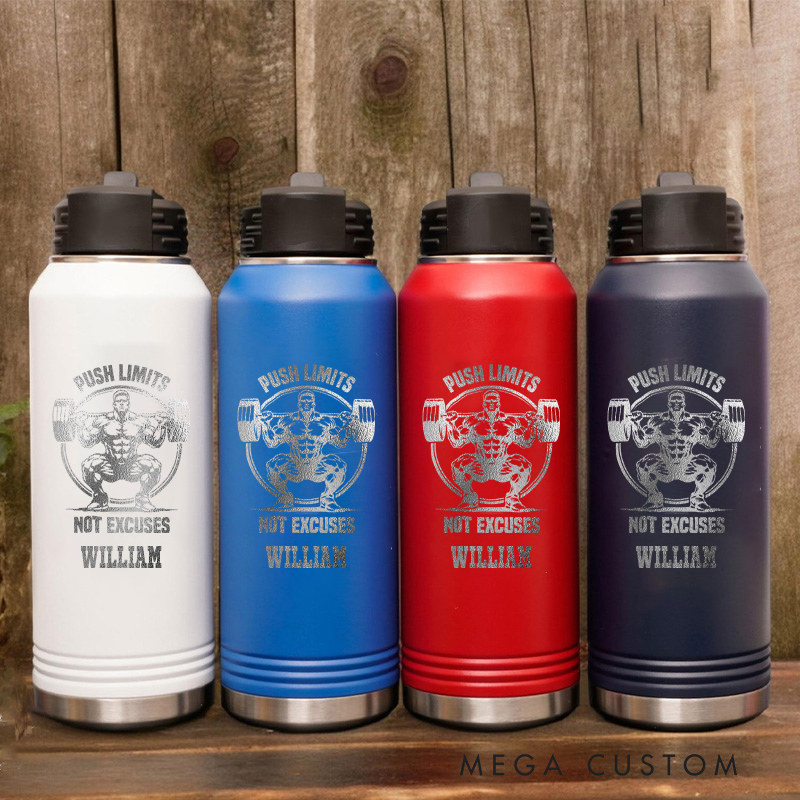 Personalized Old Man Fitness Partners Water Bottles for Gym Lover Team Celebrate Partnership and Strength