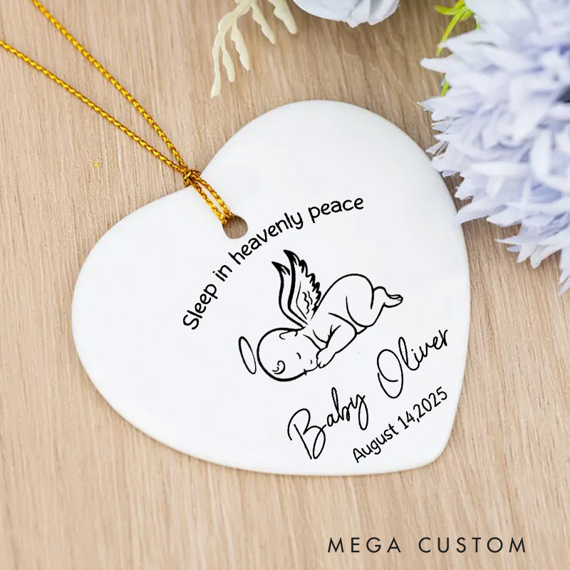 Personalized Baby Loss Ornament Sleep In Heavenly Peace Memorial Ornament Stillborn Miscarriage Keepsake Infant Loss Gift Angel Baby Ornament