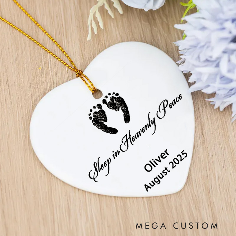 Personalized Baby Memorial Ornament Sleep in Heavenly Peace Miscarriage for Mothers Dad Sympathy Gift Pregnancy Loss Memorial Ornament 