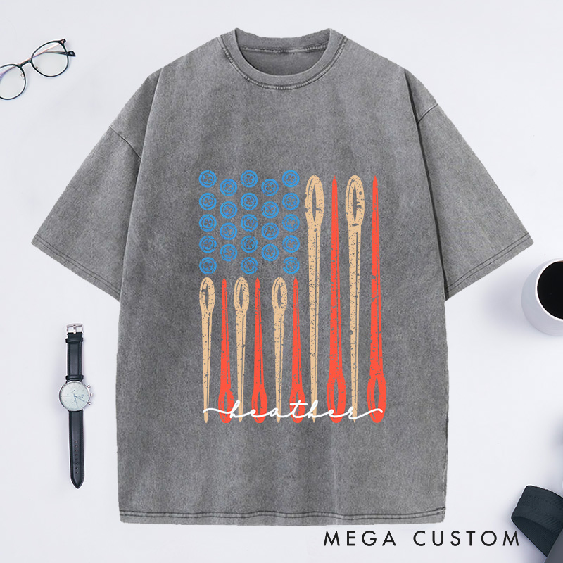 Personalized Sewing Flag Washed T-Shirts Sewing Gift Love Sewing Gifts For Her Sewing Gifts Women