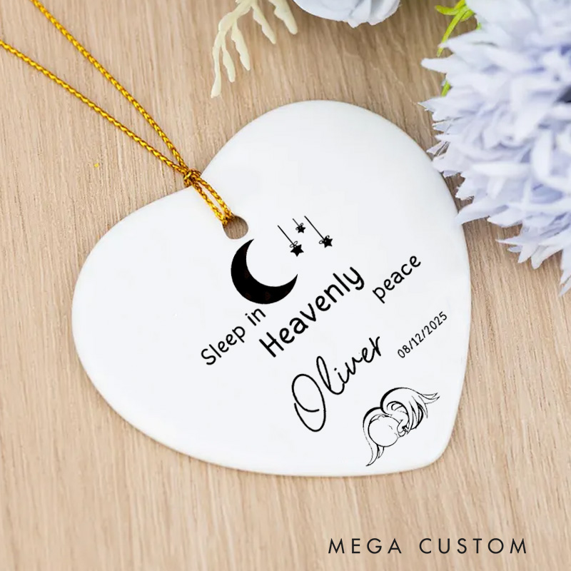 Personalized Baby Loss Ornament Sleep in Heavenly Peace Infant Loss Memorial Ceramic Ornament Sympathy Gift Miscarriage  Remembrance Gift 