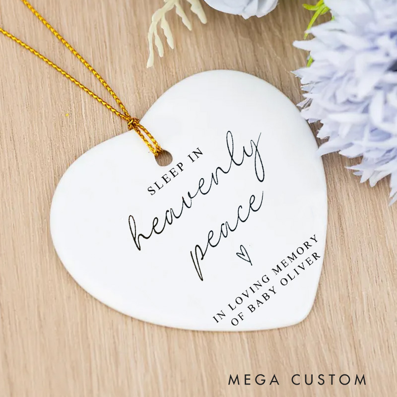 Personalized Baby Loss Ornament Infant Loss Miscarriage Gift  Angel Sleep In Heavenly Peace Custom Ceramic Ornament Angel Mom Sympathy Gifts