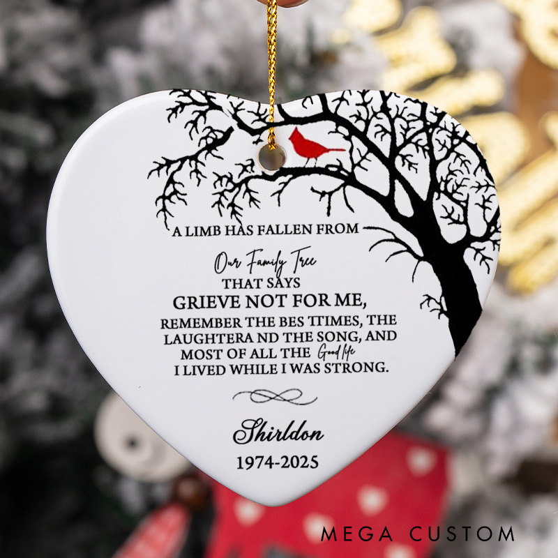Personalized Memorial Christmas Ornaments Loss of Loved One Sympathy Gifts A Limb Has Fallen Remembrance Bereavement Gift